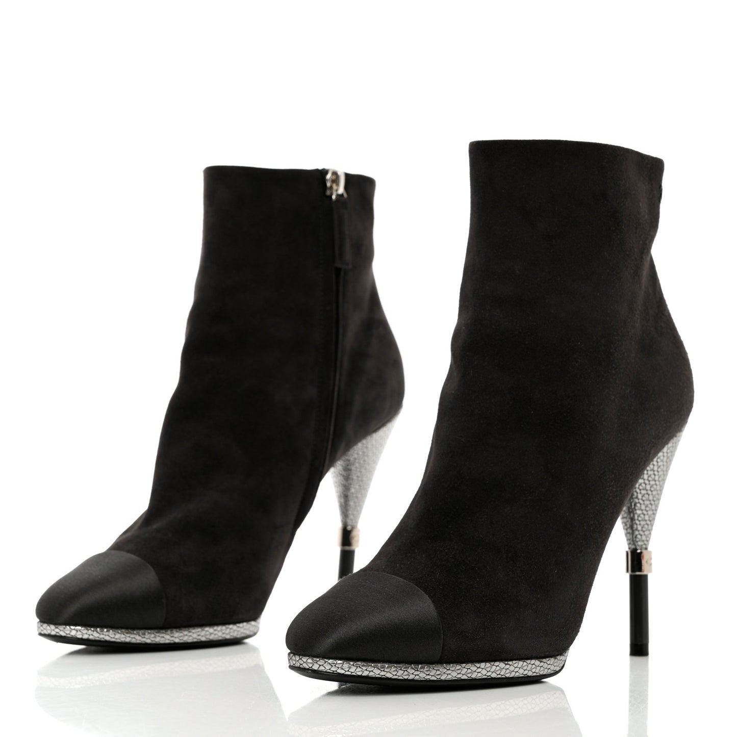 Suede Calfskin Satin Short Boots 39.5 Dark Grey