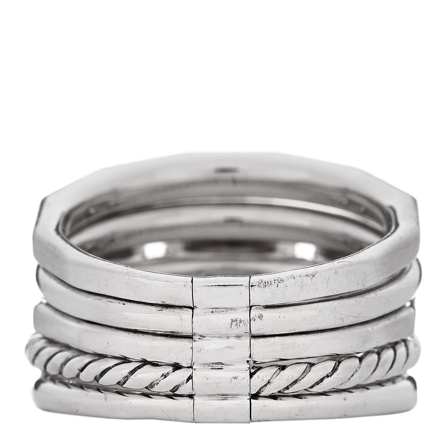David Yurman Sterling Silver Diamond Hampton Blue Topaz 15mm Stax Five-Row Ring 62 10 3 of 5