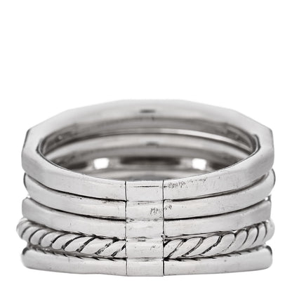 David Yurman Sterling Silver Diamond Hampton Blue Topaz 15mm Stax Five-Row Ring 62 10 3 of 5