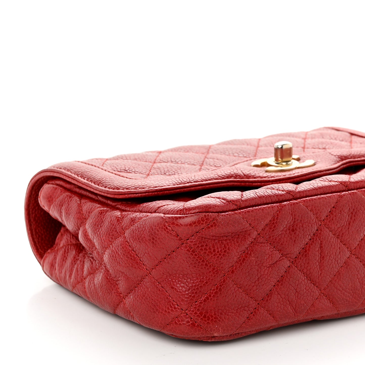 Caviar Quilted Mini Square Flap Red
