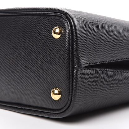 Prada Saffiano Cuir Small Panier Bucket Bag Black Fuoco 9 of 9