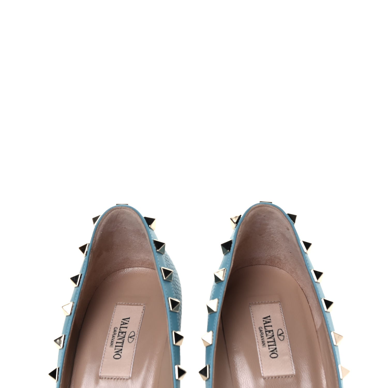 Valentino Garavani Pebbled Calfskin Rockstud 85mm Pumps 37.5 Light Blue 8 of 8