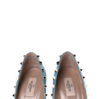 Valentino Garavani Pebbled Calfskin Rockstud 85mm Pumps 37.5 Light Blue 8 of 8