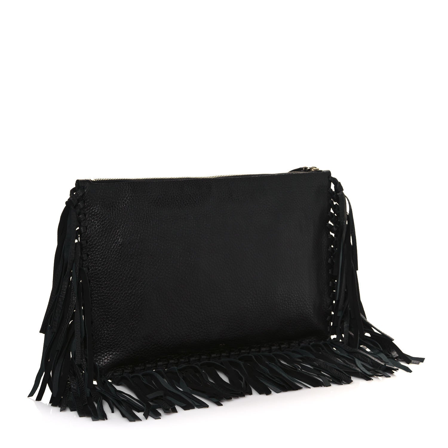 Valentino Garavani Calfskin Rockee Fringe Clutch Black 3 of 13