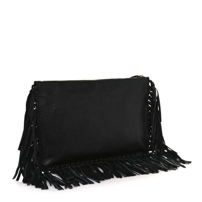 Valentino Garavani Calfskin Rockee Fringe Clutch Black 3 of 13