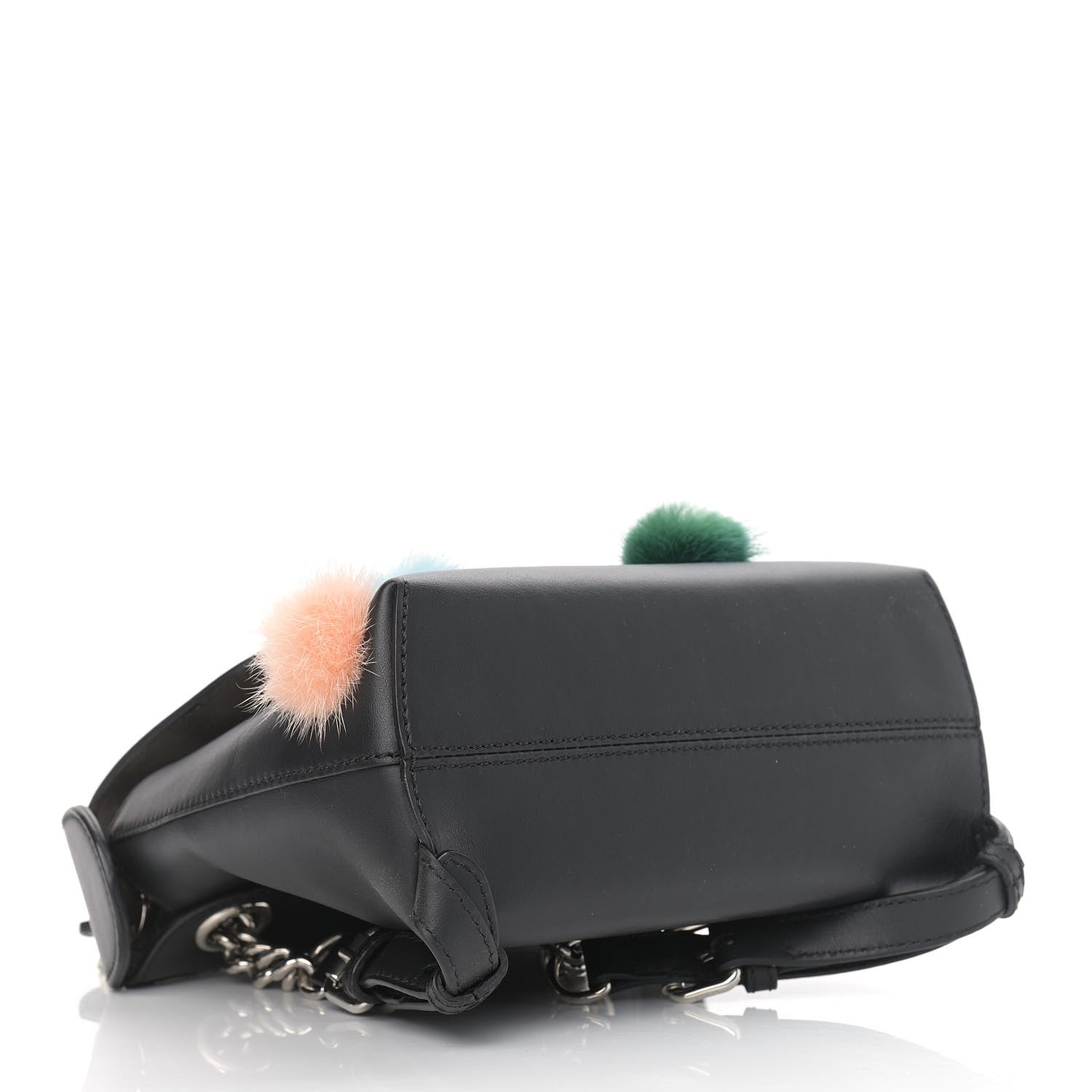 Fendi Calfskin Pom Pom Mini Back to School Backpack Black 3 of 8