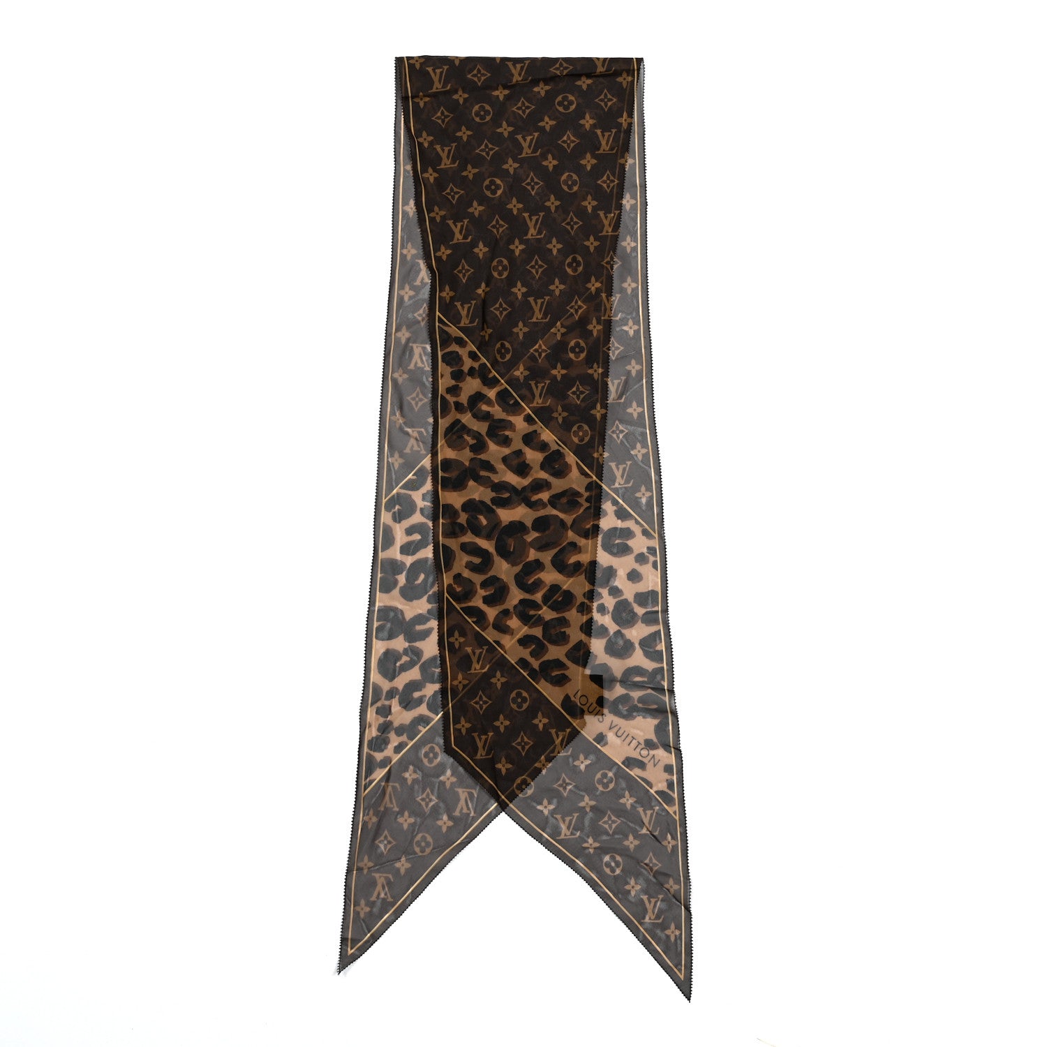 Louis Vuitton Silk Crepe Leopard Monogram Scarf 2 of 4