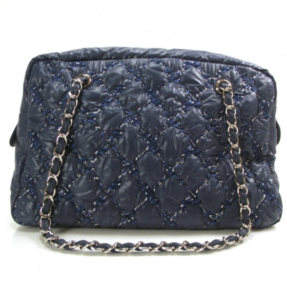 Chanel Nylon Quilted Tweed on Stitch Zip Tote Blue 3 of 13