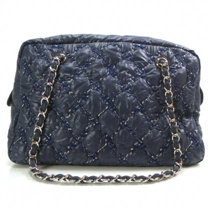 Chanel Nylon Quilted Tweed on Stitch Zip Tote Blue 3 of 13