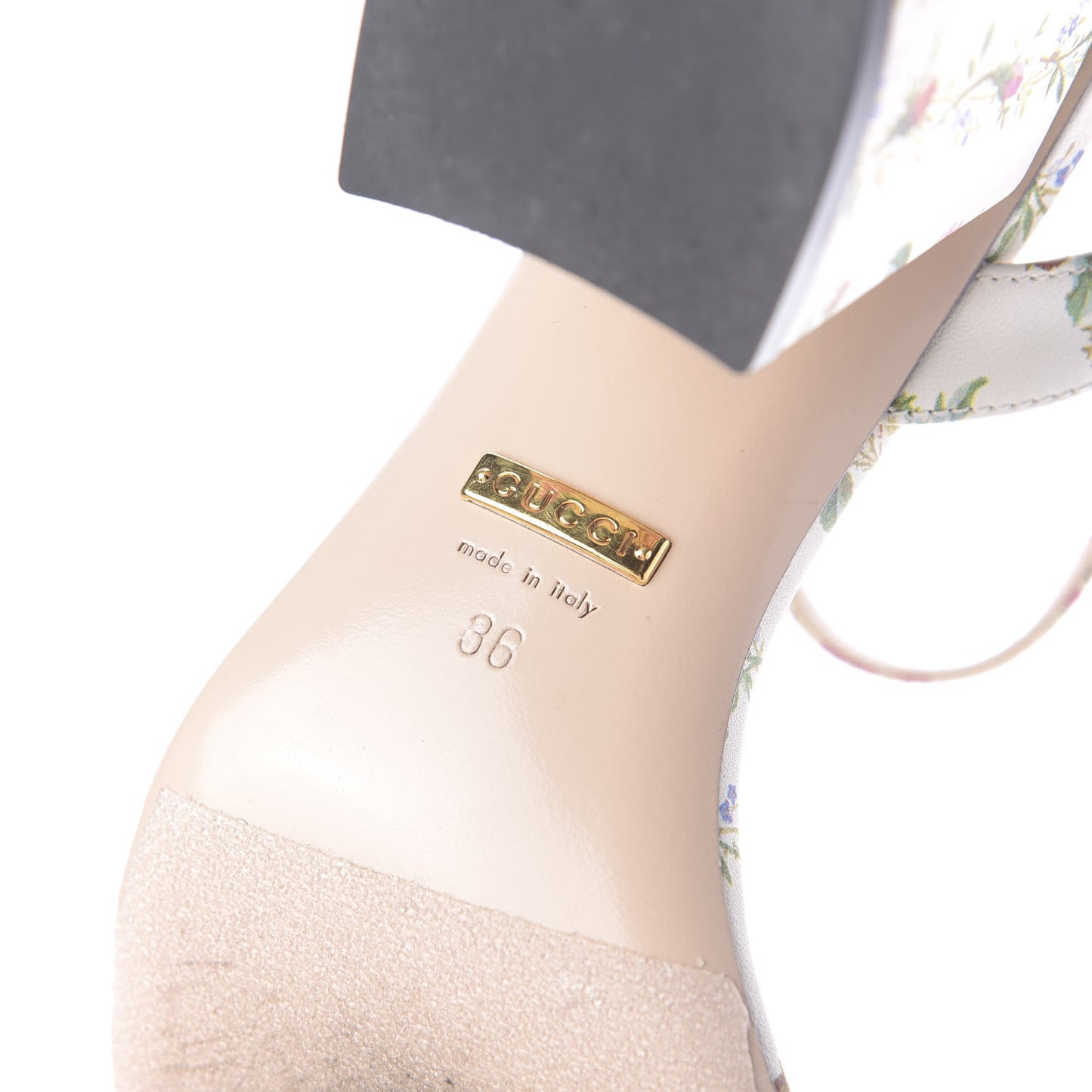 Calfskin Rose Print GG Marmont Ankle Wrap 75mm Sandals 36 Multicolor