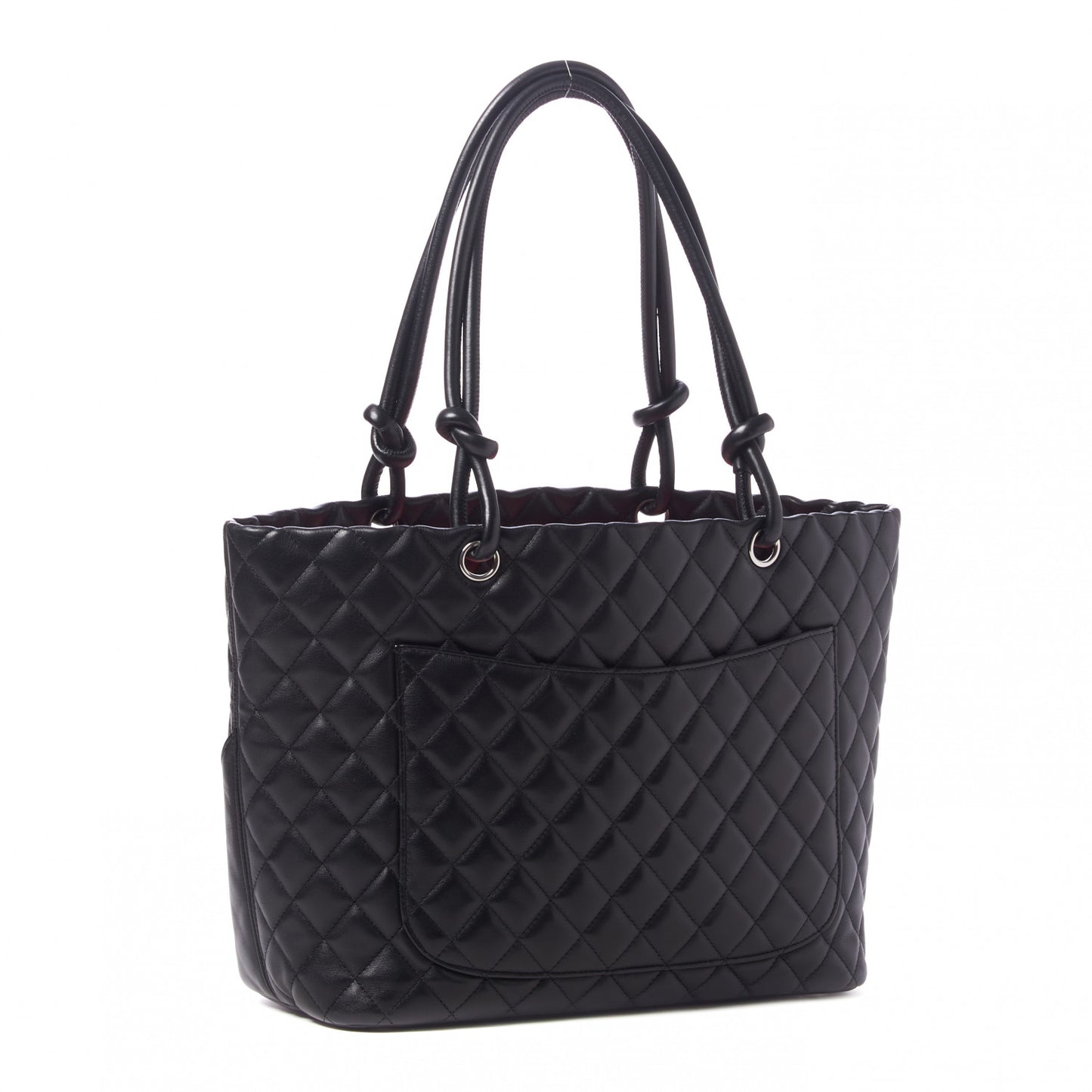 Calfskin Quilted Large Cambon Tote Black