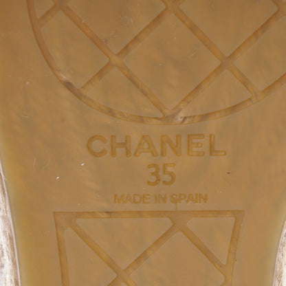 Chanel Grained Calfskin CC Espadrilles 35 White Black 6 of 8