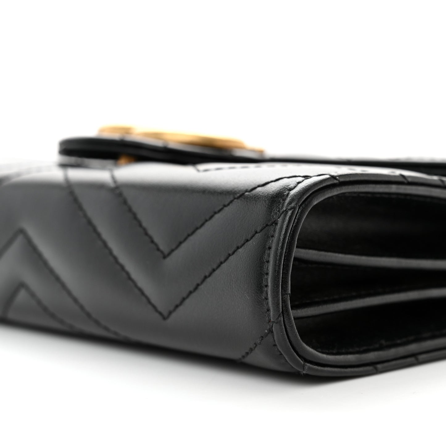 Calfskin Matelasse GG Marmont Chain Wallet Black