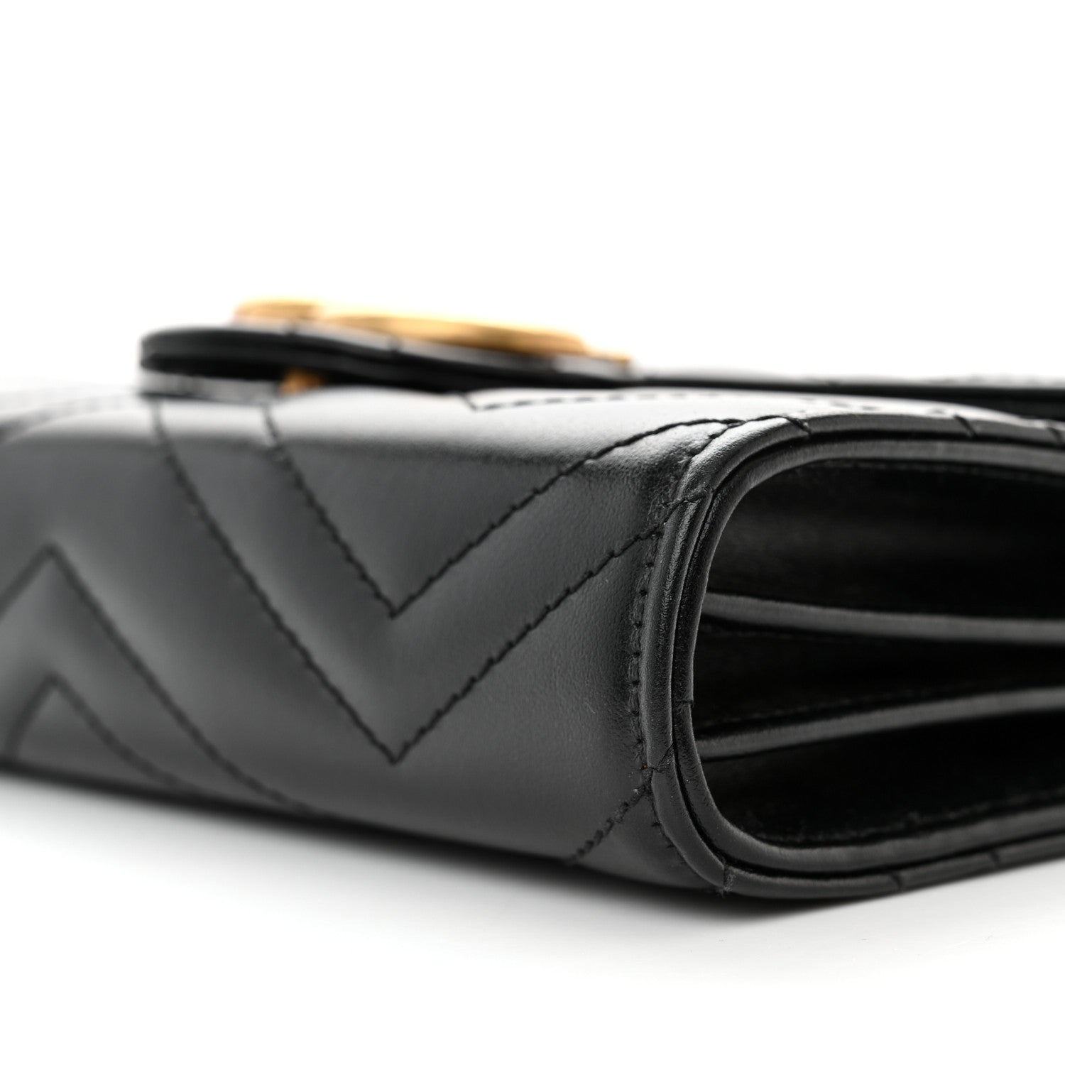 Gucci Calfskin Matelasse GG Marmont Chain Wallet Black 10 of 11
