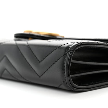 Gucci Calfskin Matelasse GG Marmont Chain Wallet Black 10 of 11