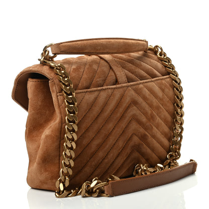 Saint Laurent Suede Matelasse Chevron Monogram Medium College Bag Cinnamon 2 of 9