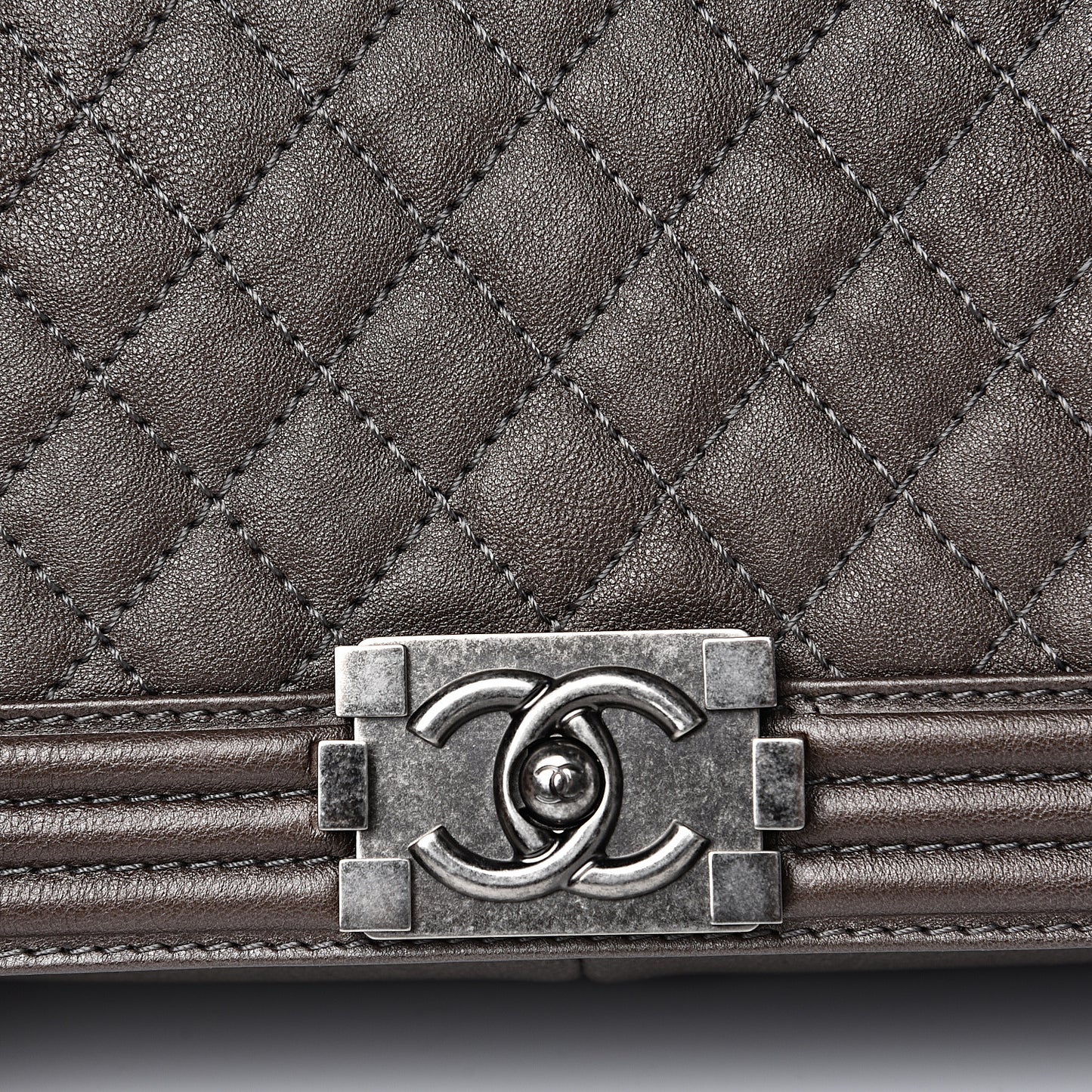Calfskin Quilted Large Boy Flap Brown