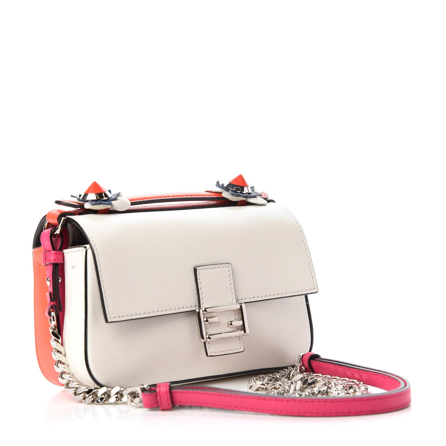Vitello Dolce Nappa Flowerland Tri-Color Micro Double Baguette Fuxia White Ice Papavero