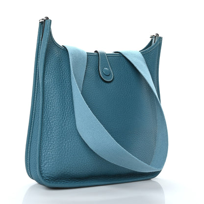 Hermes Taurillon Clemence Evelyne PM Blue Jean 3 of 10