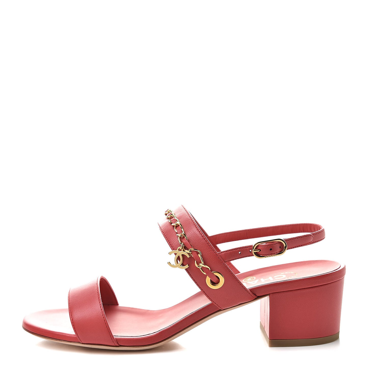 Lambskin Chain Clover Sandals 38.5 Red