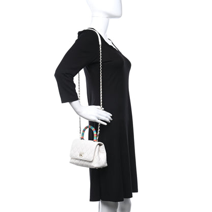 Chanel Goatskin Quilted Extra Mini Rainbow Coco Handle Flap White 2 of 9