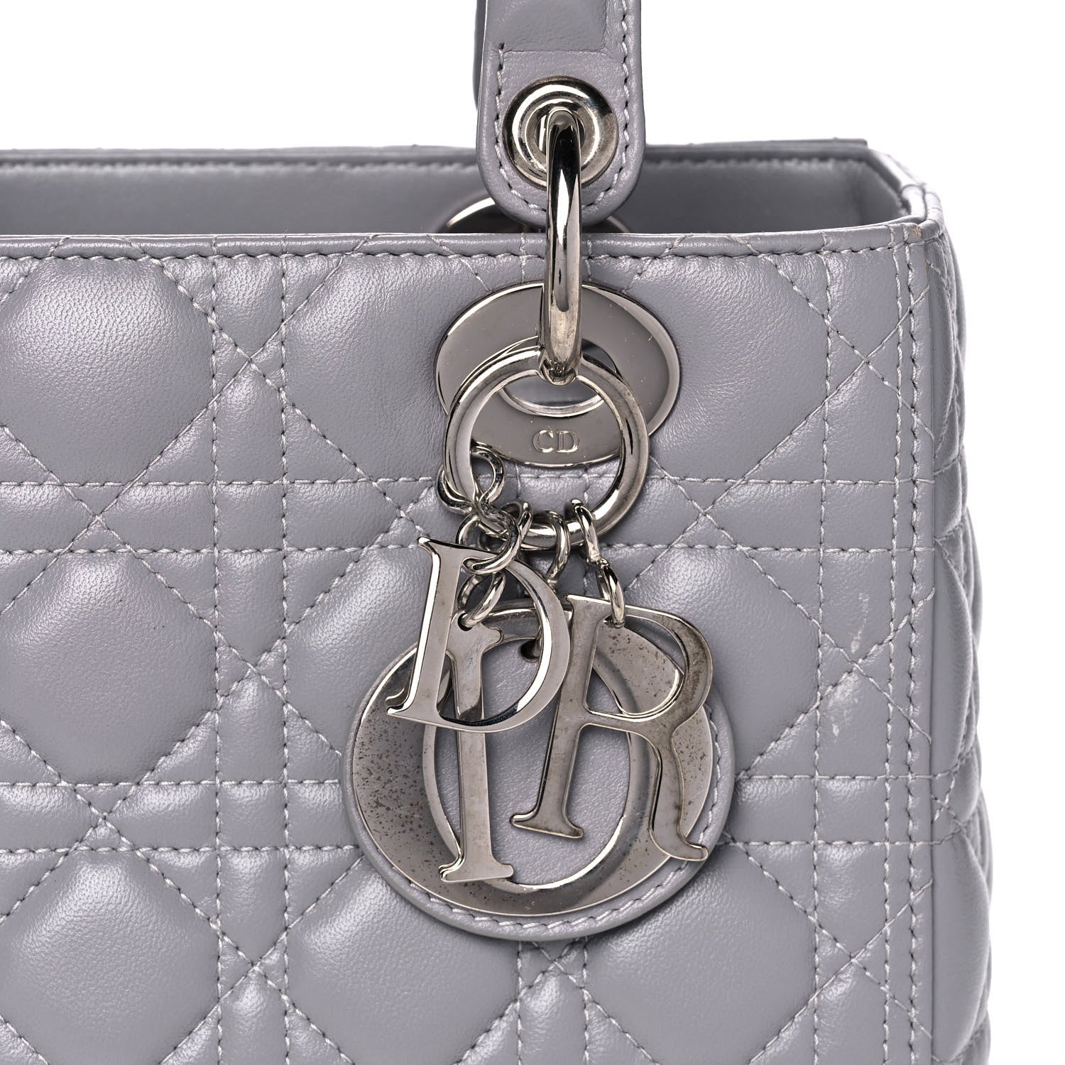 Christian Dior Lambskin Cannage Medium Lady Dior Crystal Strap Grey 8 of 16