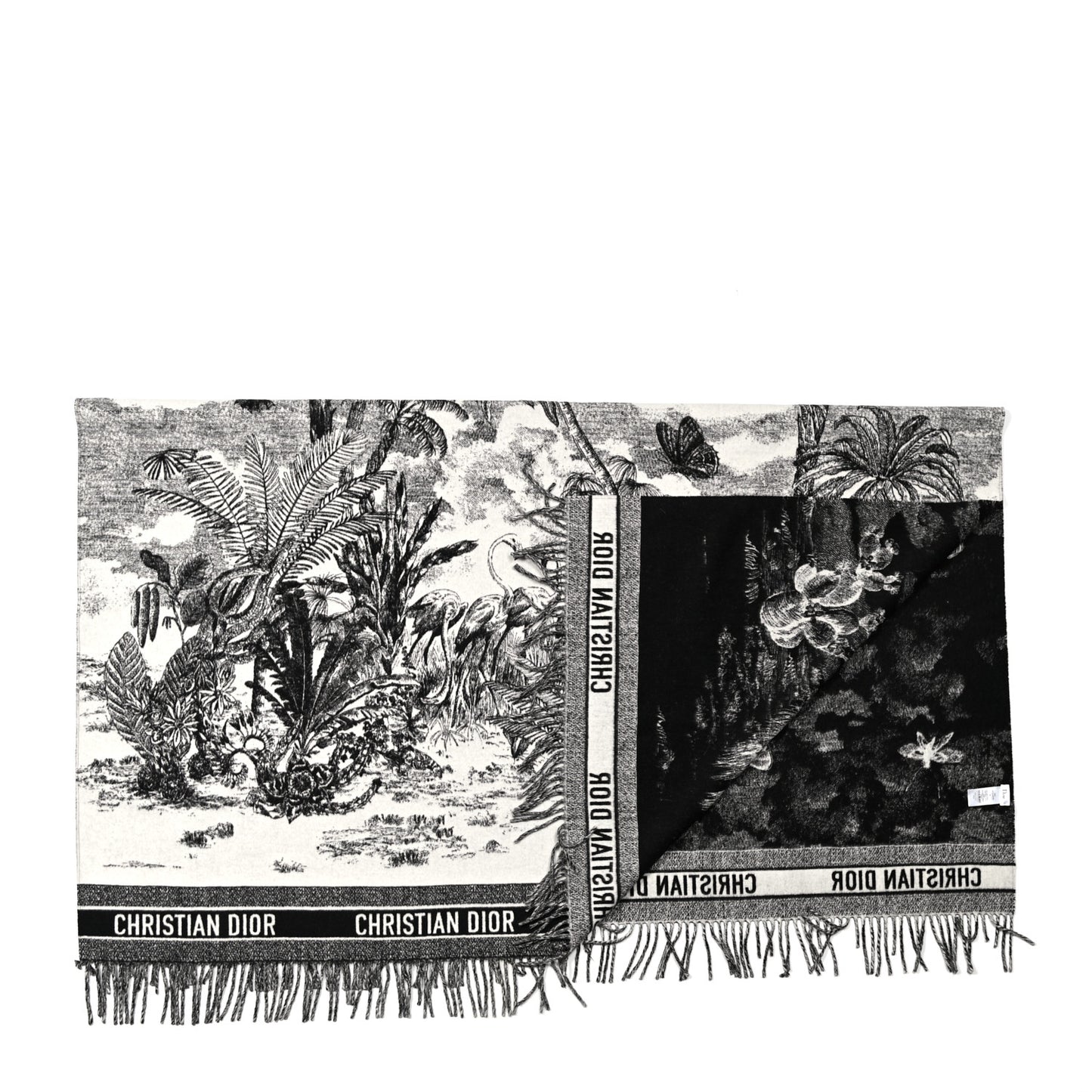 Wool Throw Blanket Black White