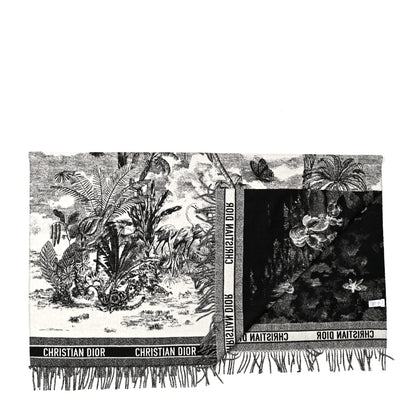 Christian Dior Wool Throw Blanket Black White 2 of 3
