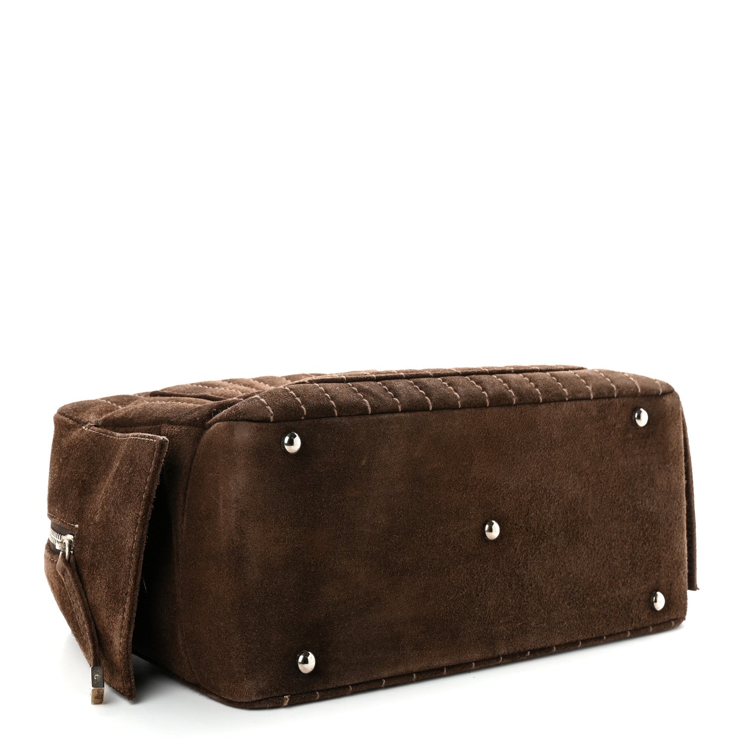 Chanel Suede Vertical Quilted Bowler Brown 4 of 10