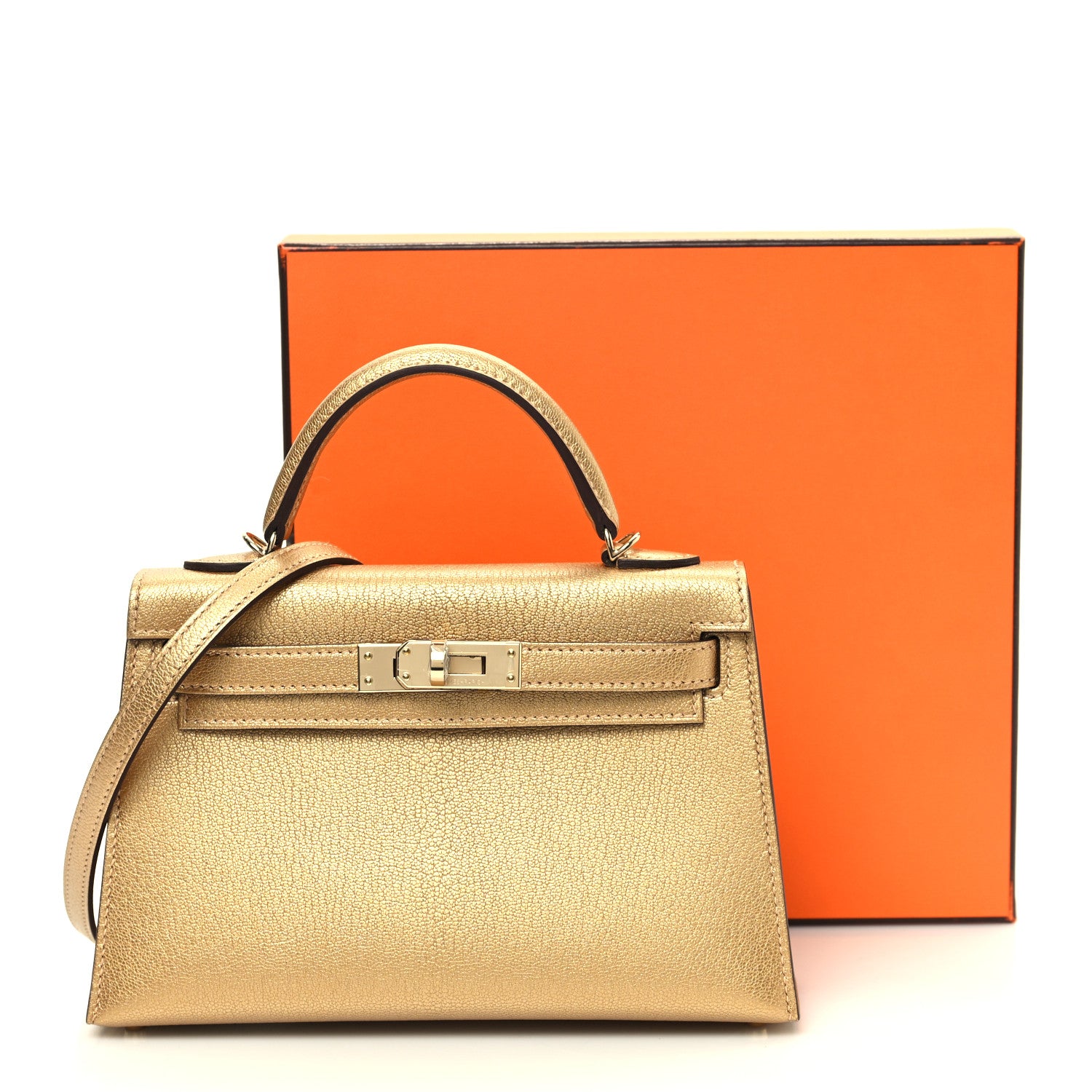Hermes Metallic Chevre Chamkilight Mini Kelly Sellier 20 Dore 11 of 11