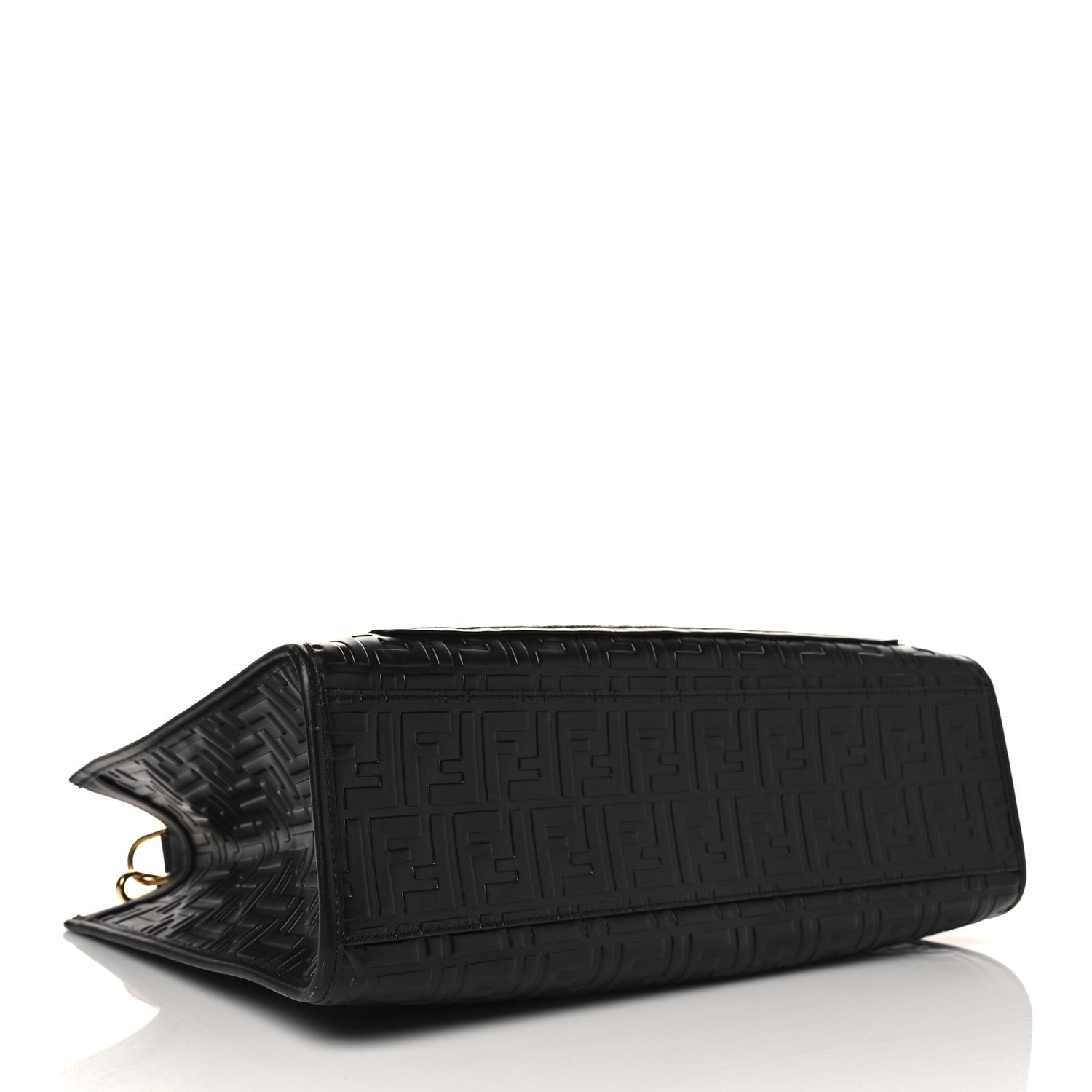 Fendi Vitello Century Wicker FF 1974 Embossed Medium Runaway Shopper Tote Black 3 of 5