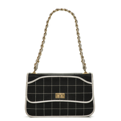 Chanel Satin Quilted Chocolate Bar Flap Black 1 of 7