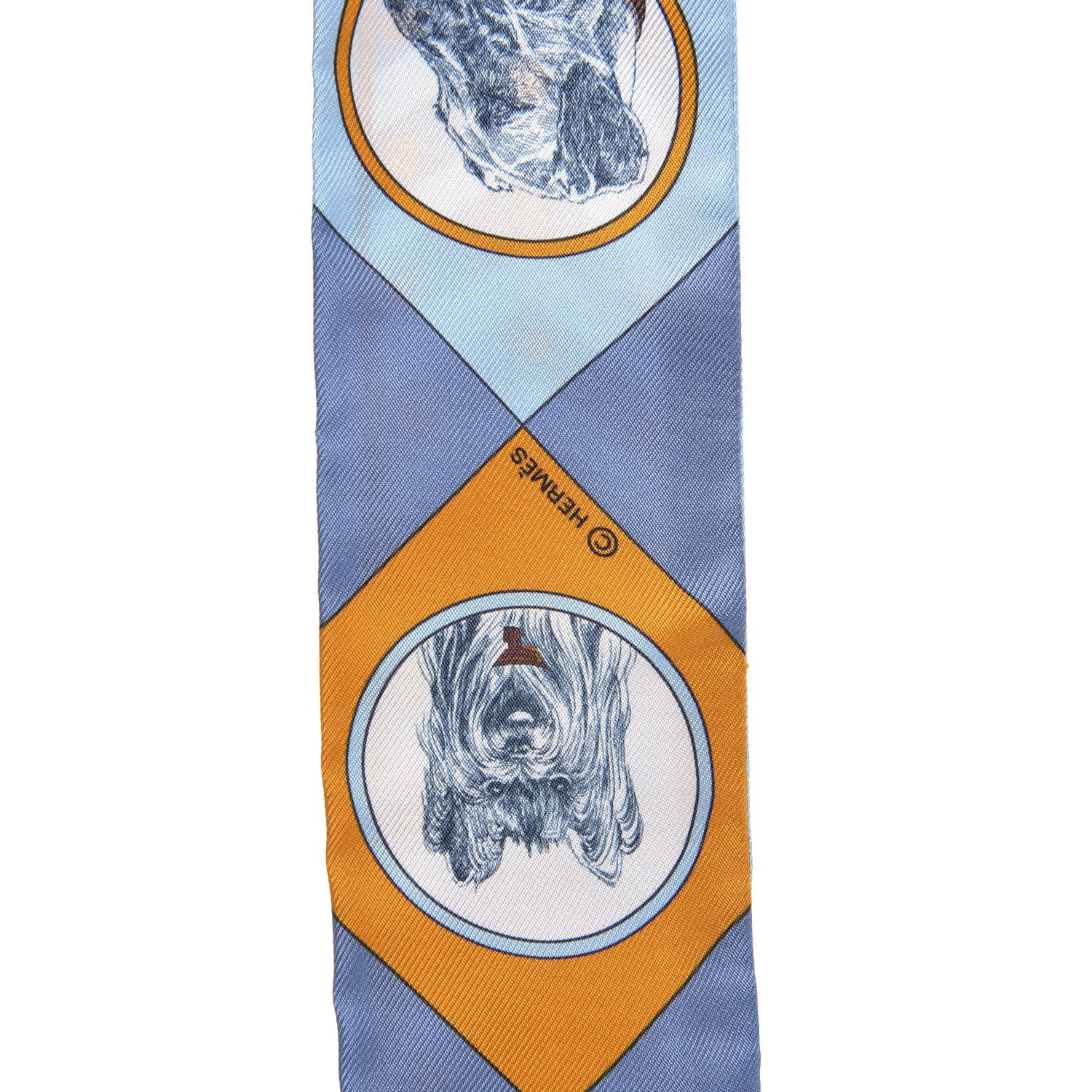 Hermes Silk Colliers Et Chiens Twilly Ciel Orange Gris Bleuete 3 of 4