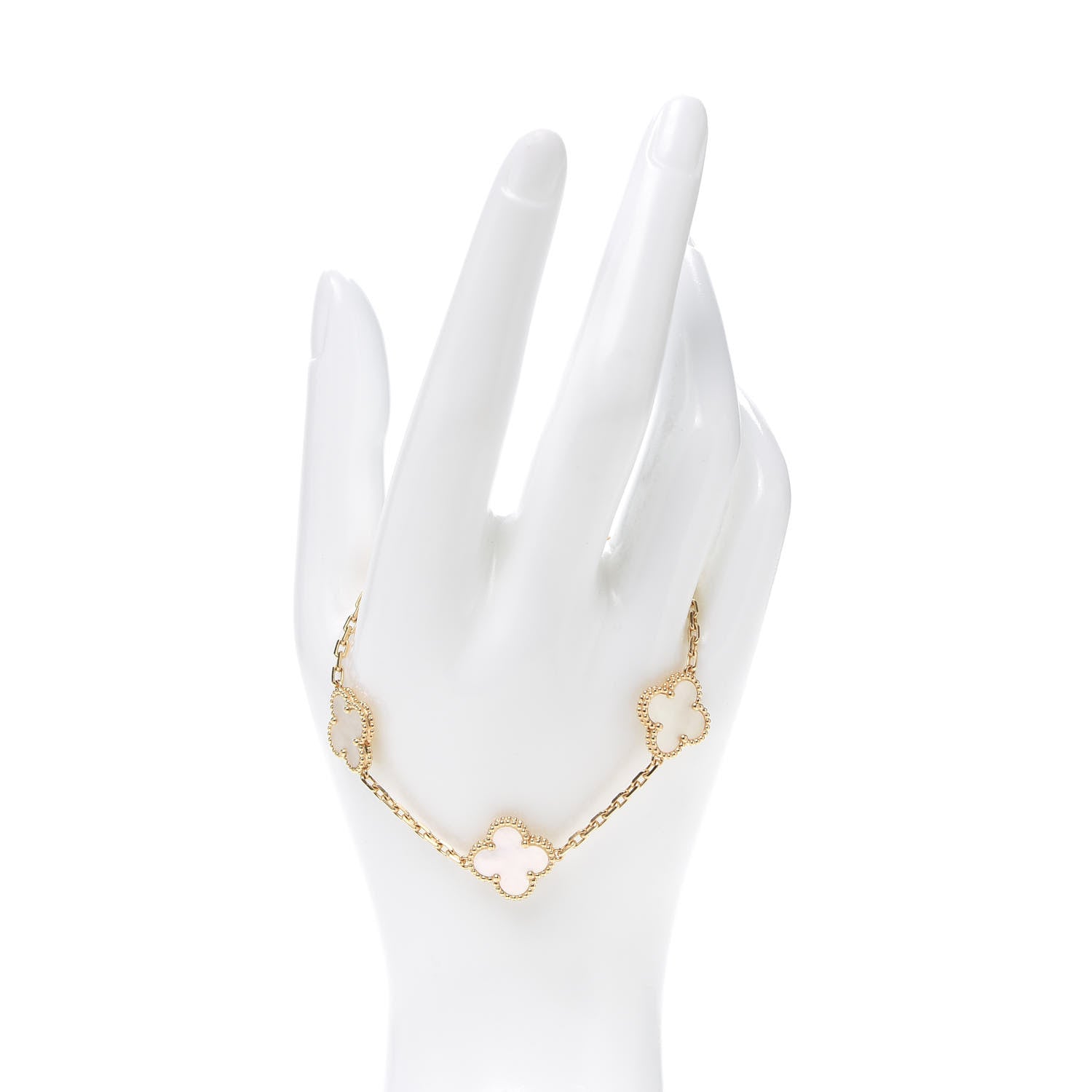 Van Cleef & Arpels 18K Yellow Gold Mother of Pearl 5 Motifs Vintage Alhambra Bracelet 2 of 6