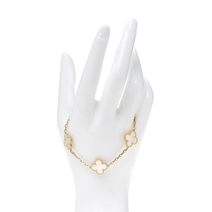 Van Cleef & Arpels 18K Yellow Gold Mother of Pearl 5 Motifs Vintage Alhambra Bracelet 2 of 6