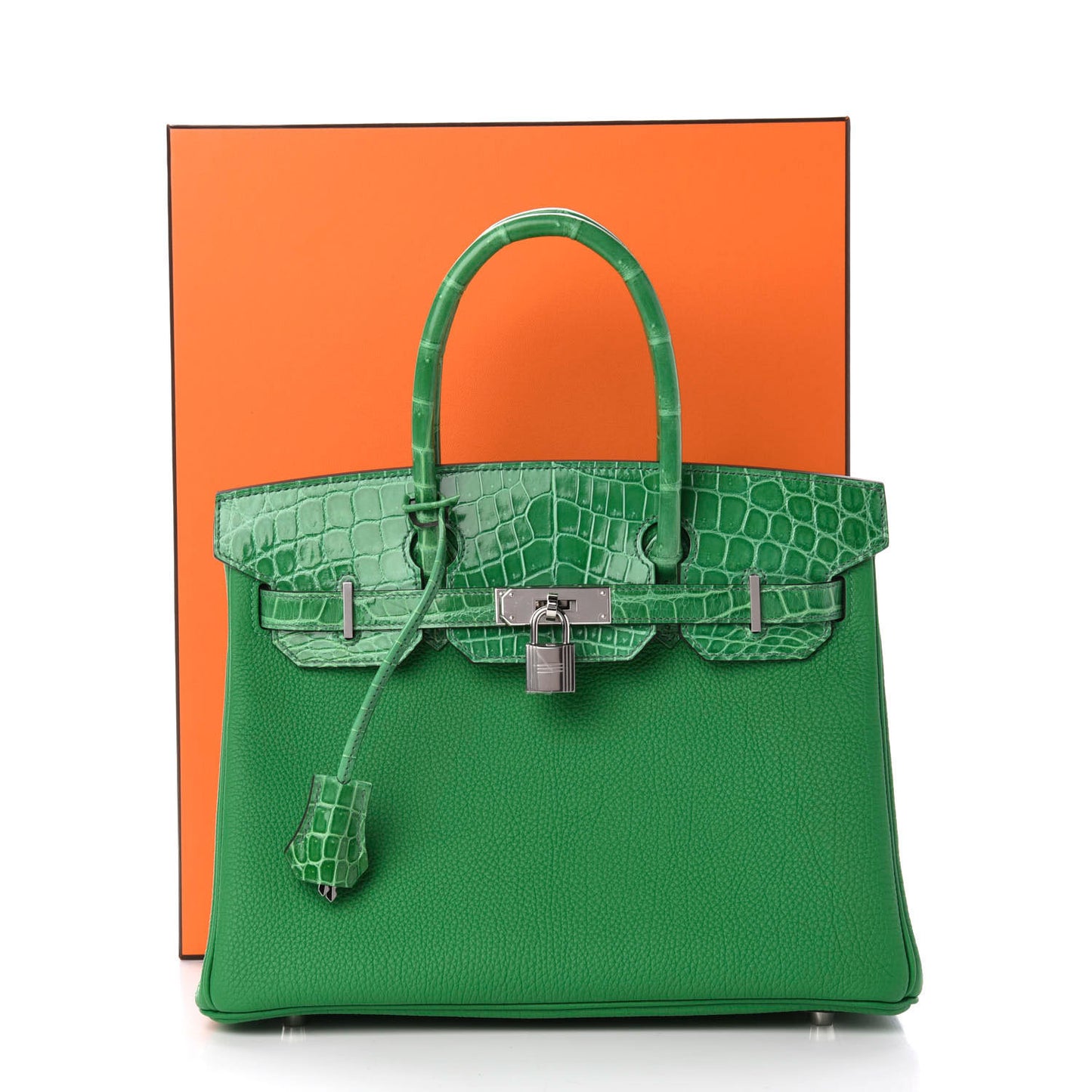 Togo Shiny Niloticus Crocodile Birkin Touch 30 Bamboo Cactus