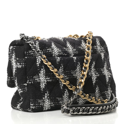 Chanel Tweed Quilted Large Chanel 19 Flap Black White 3 of 10