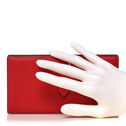 Hermes Chevre Mysore Bearn Gusset Wallet Rouge Vif 2 of 10