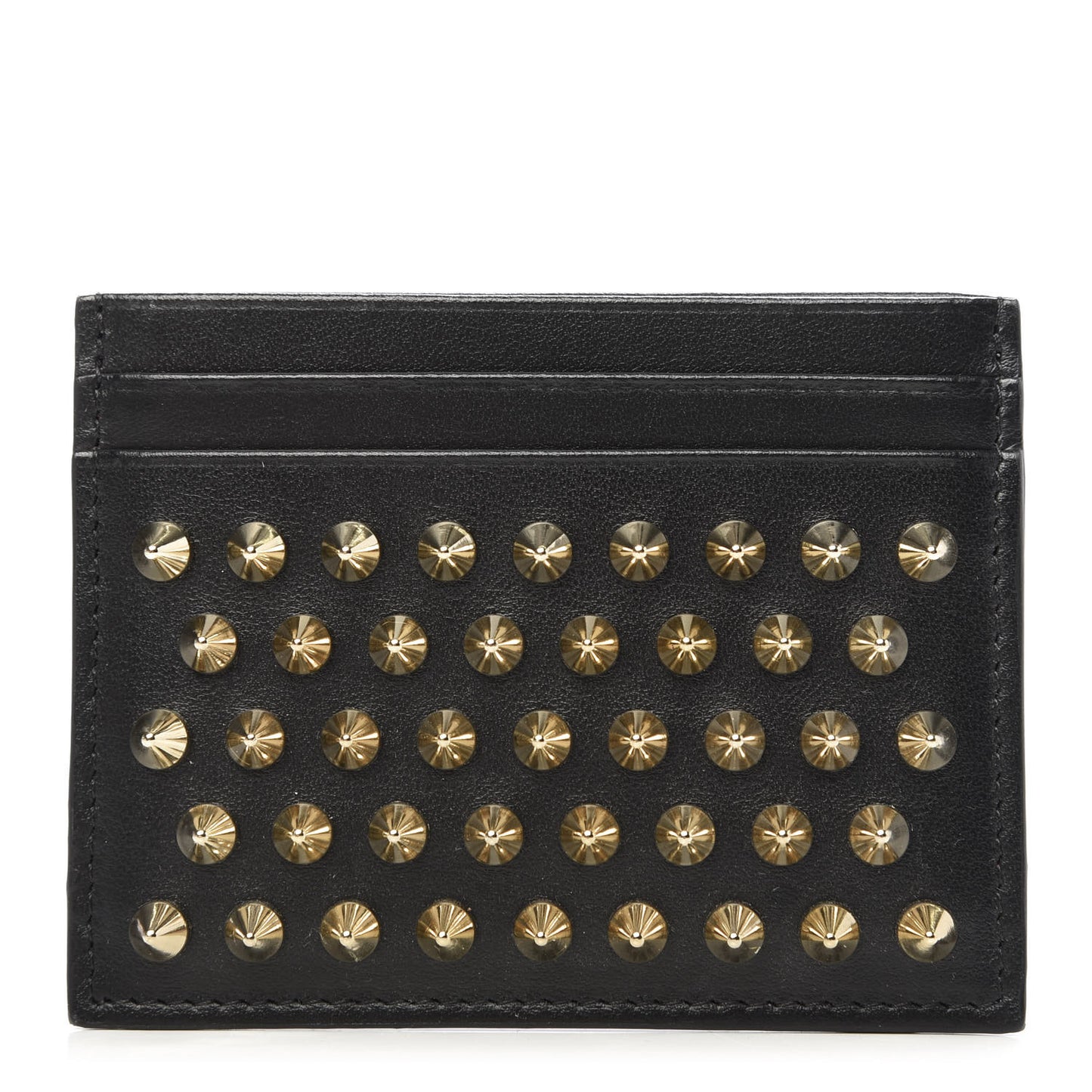Calfskin Paris Spikes Kios Card Holder Black