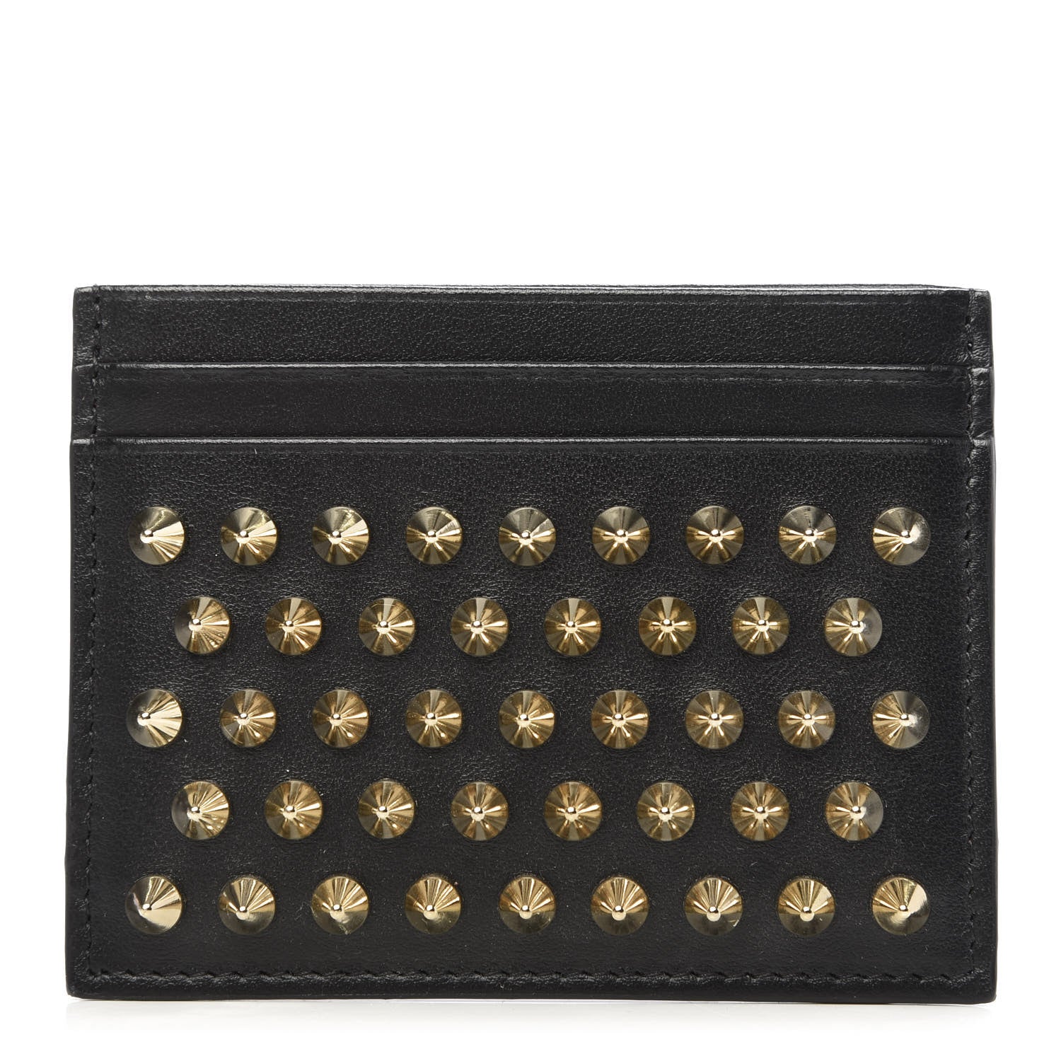 Christian Louboutin Calfskin Paris Spikes Kios Card Holder Black 1 of 7