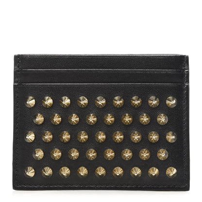 Christian Louboutin Calfskin Paris Spikes Kios Card Holder Black 1 of 7