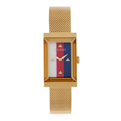 Gucci Stainless Steel Mother of Pearl 21mm Web G-Frame Mesh Quartz Watch Blue 1 of 5