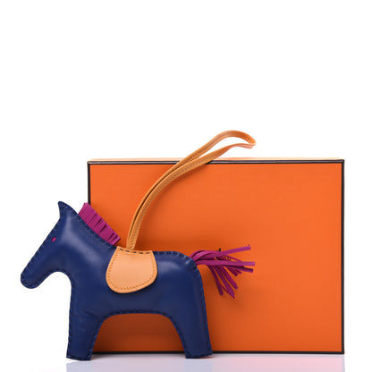 Hermes Milo Lambskin Grigri Rodeo Bag Charm GM Saphir Rose Pourpre Naturel Bouton D'Or 7 of 7