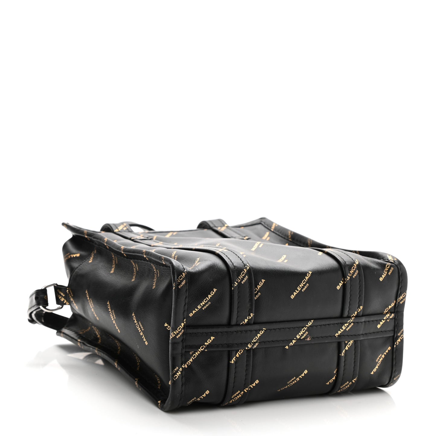 Calfskin Allover Logo XS Bazar Shopper Tote Black Gold