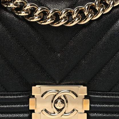 Chanel Caviar Chevron Quilted Small Boy Flap Black 8 of 10