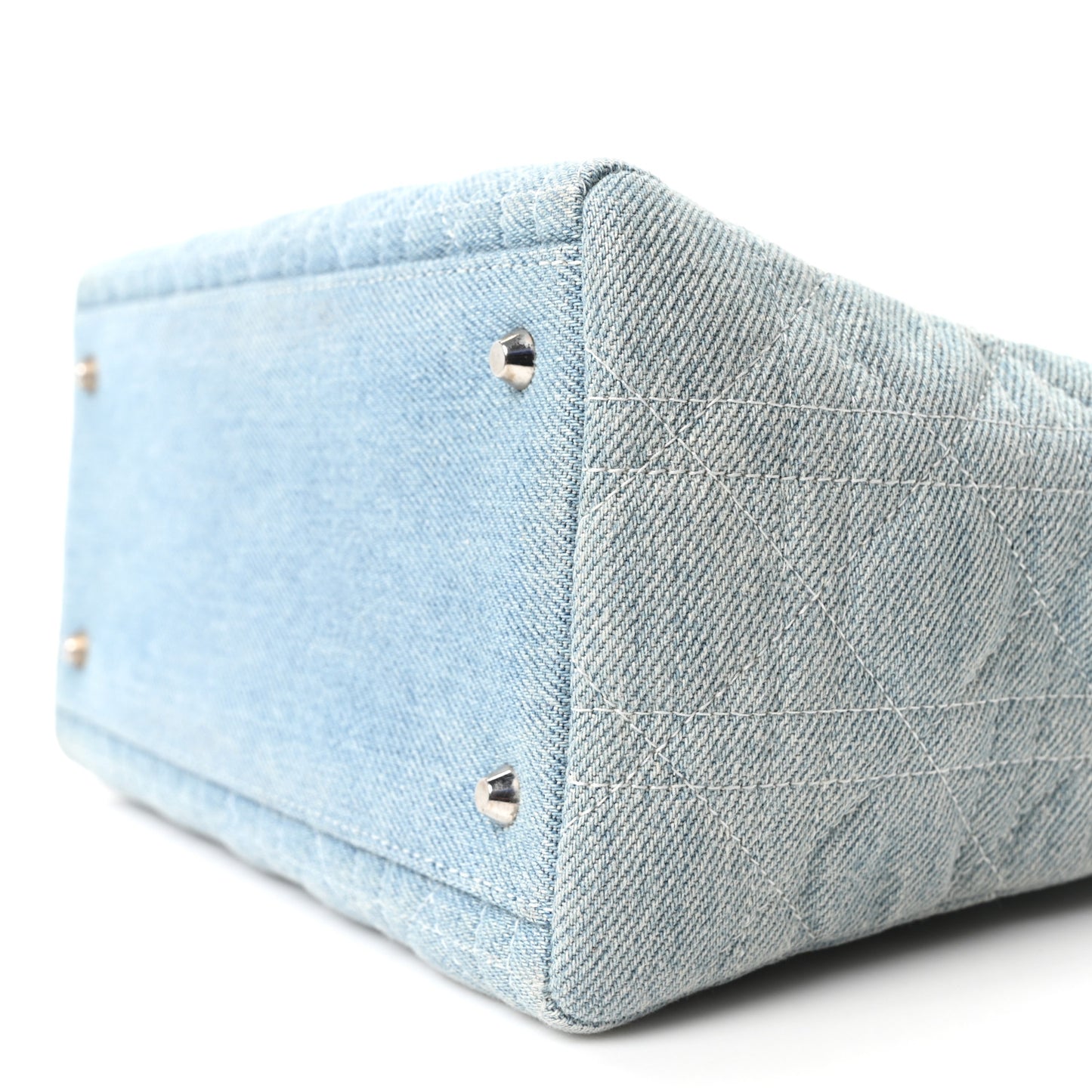Denim Cannage Medium Lady Dior Light Blue