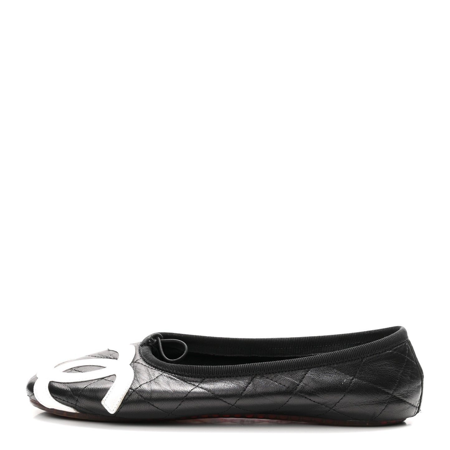 Lambskin Quilted Cambon Ballerina Flats 37 Black