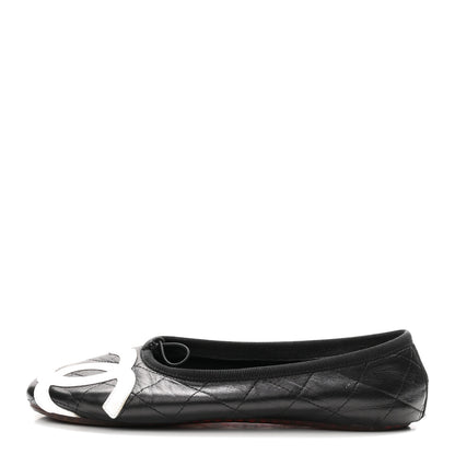 Chanel Lambskin Quilted Cambon Ballerina Flats 37 Black 1 of 8