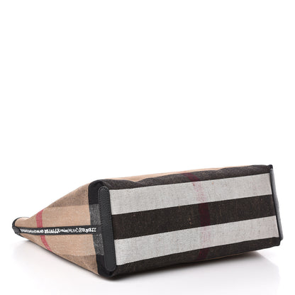 Burberry Coated Canvas Mega Check Medium Doodle Tote Black 6 of 16