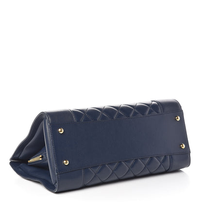 Chanel Sheepskin Quilted Mademoiselle Vintage Shopping Tote Navy 4 of 16